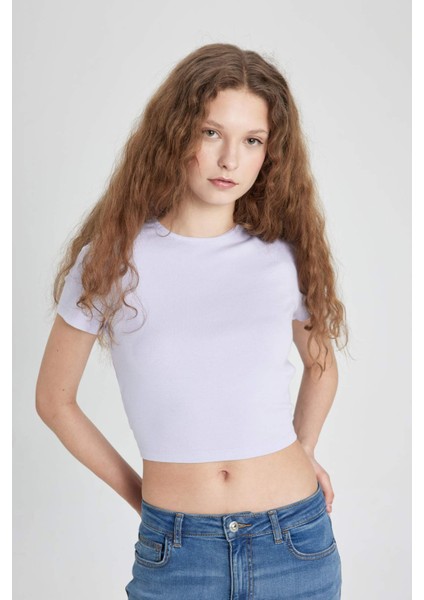 Fitted Bisiklet Yaka Modal Kısa Kollu Tişört C5699AX24SP