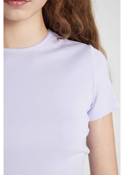 Fitted Bisiklet Yaka Modal Kısa Kollu Tişört C5699AX24SP