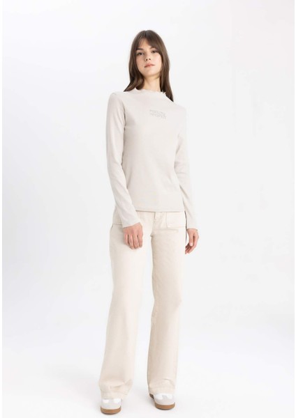 Bisiklet Yaka Basic Düz Uzun Kollu Tişört C5415AX24SP