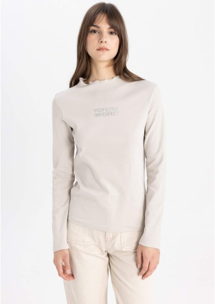 Bisiklet Yaka Basic Düz Uzun Kollu Tişört C5415AX24SP