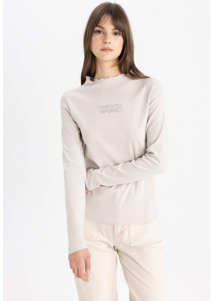 Bisiklet Yaka Basic Düz Uzun Kollu Tişört C5415AX24SP