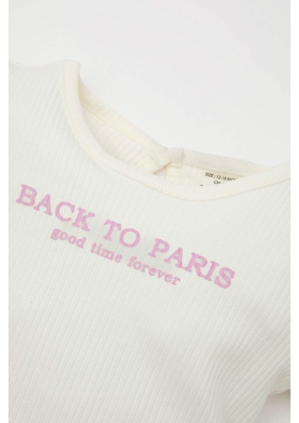 Kız Bebek 2'li Takım Baskılı Kısa Kollu Tişört Üst Paraşüt Pantolon Alt