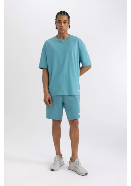 Fit Oversize Geniş Kalıp Bisiklet Yaka Baskılı Kısa Kollu Sporcu Tişört