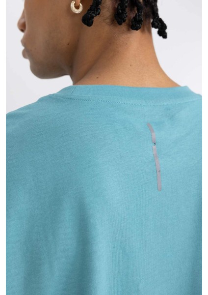 Fit Oversize Geniş Kalıp Bisiklet Yaka Baskılı Kısa Kollu Sporcu Tişört