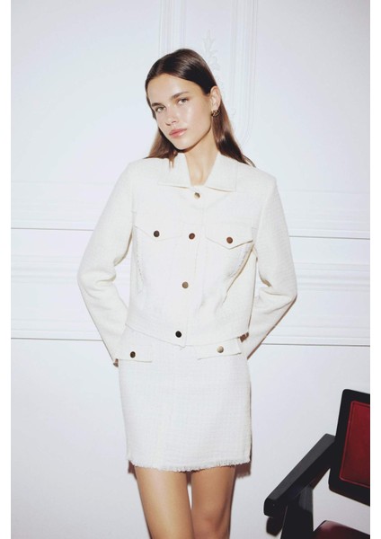 A Kesim Normal Bel Astarlı Tweed Mini Etek C4166AX24SP