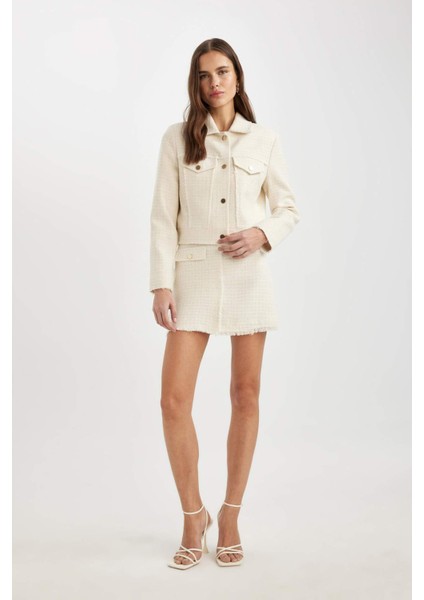 A Kesim Normal Bel Astarlı Tweed Mini Etek C4166AX24SP