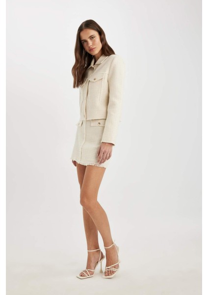 A Kesim Normal Bel Astarlı Tweed Mini Etek C4166AX24SP