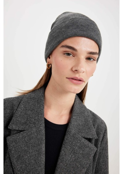 Kadın Triko Basic Düz Kışlık Bere R7545AZ24WN