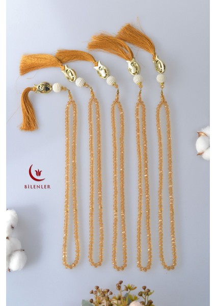 Hediyelik Mevlitlik Kristal Tesbih 99\'lu Lale Imameli 5 Adet