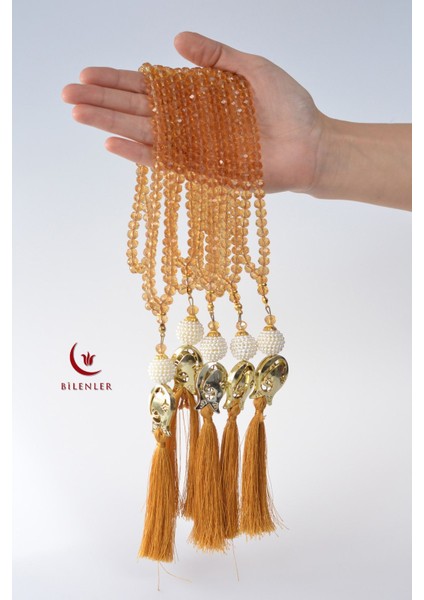 Hediyelik Mevlitlik Kristal Tesbih 99\'lu Lale Imameli 5 Adet fiyatları
