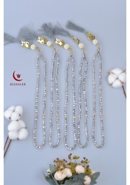 Hediyelik Mevlitlik Kristal Tesbih 99'lu Lale Imameli 5 Adet