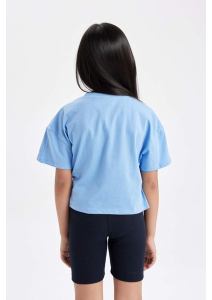 Kız Çocuk Looney Tunes Bisiklet Yaka Kısa Kollu Crop Tişört C4823A824SM