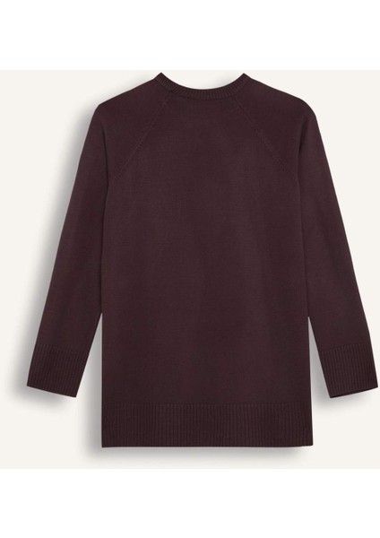 Regular Fit Bisiklet Yaka Basic Düz Triko Kazak Tunik C4474Ax24Au