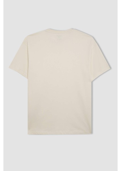 %100 Pamuk Boxy Fit Bisiklet Yaka Kısa Kollu Basic Düz Tişört C5277AX24SP