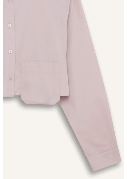 Oversize Geniş Kalıp Crop Poplin Uzun Kollu Gömlek C5026AX24SP