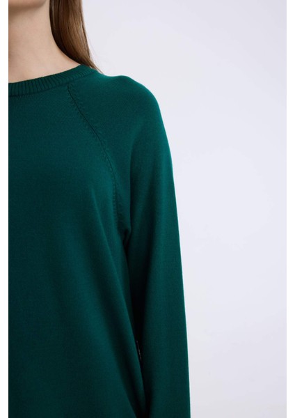 Regular Fit Bisiklet Yaka Basic Düz Triko Kazak Tunik C4474Ax24Au