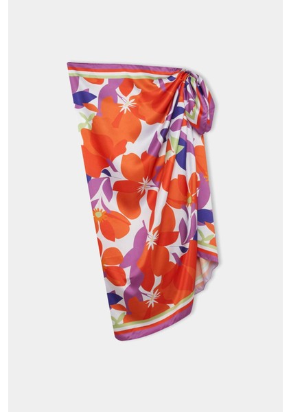 Kadın Çiçek Desenli Uzun Pareo
