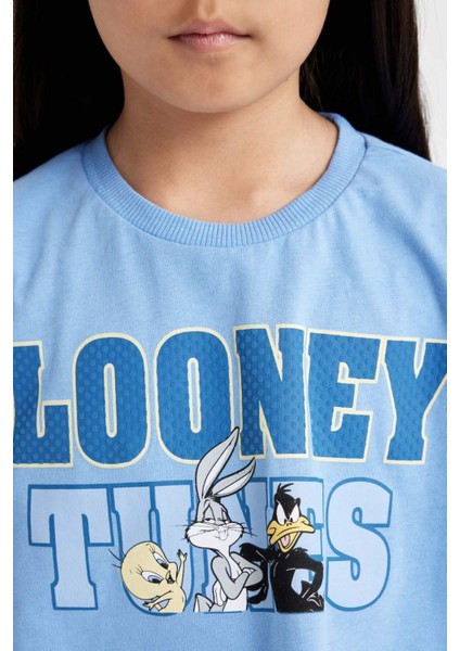 Kız Çocuk Looney Tunes Bisiklet Yaka Kısa Kollu Crop Tişört C4823A824SM