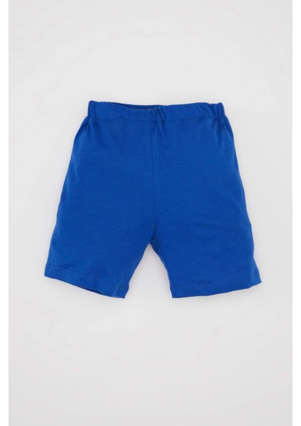 Erkek Bebek 2'li Takım Bisiklet Yaka Baskılı Penye Kısa Kollu Tişört Şort