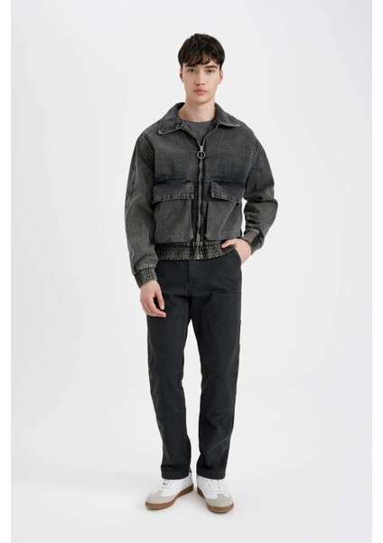 Relax Fit Fermuarlı Cepli Mevsimlik Baharlık Jean Ceket C6084AX24SP