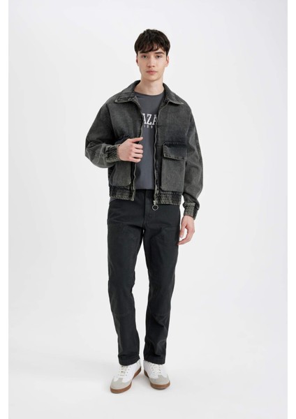 Relax Fit Fermuarlı Cepli Mevsimlik Baharlık Jean Ceket C6084AX24SP