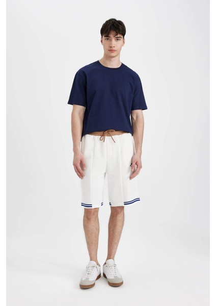 Regular Fit Baskılı Düz Paça Şort B8794AX24SM