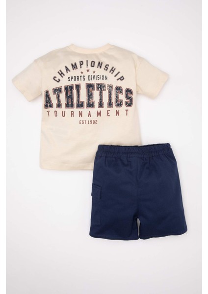 Erkek Bebek 2'li Takım Bisiklet Yaka Baskılı Kısa Kollu Tişört Şort C6215A524SM