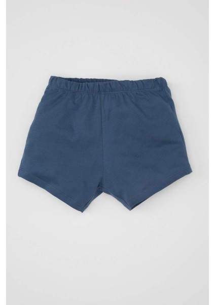 Erkek Bebek 2'li Takım Baskılı Kısa Kollu Tişört Üst Beli Lastikli Kısa Şort Alt