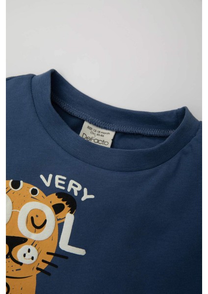 Erkek Bebek 2'li Takım Baskılı Kısa Kollu Tişört Üst Beli Lastikli Kısa Şort Alt