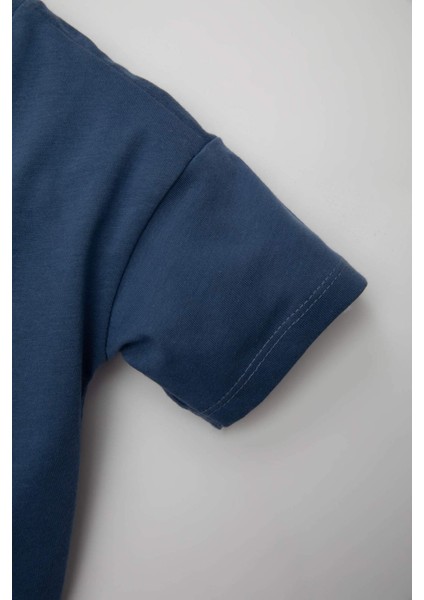 Erkek Bebek 2'li Takım Baskılı Kısa Kollu Tişört Üst Beli Lastikli Kısa Şort Alt