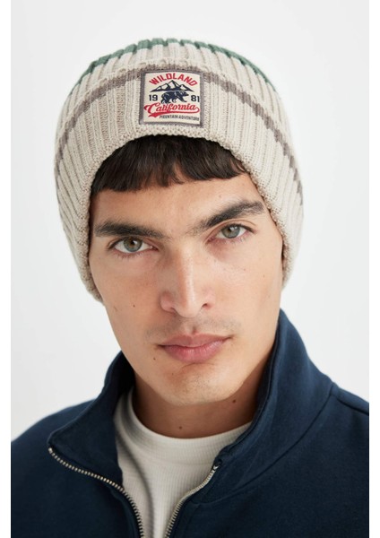 Erkek Etiket Baskılı Triko Bere A5057AX24WN