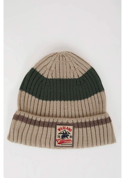 Erkek Etiket Baskılı Triko Bere A5057AX24WN