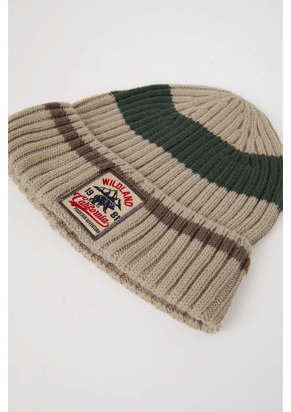 Erkek Etiket Baskılı Triko Bere A5057AX24WN