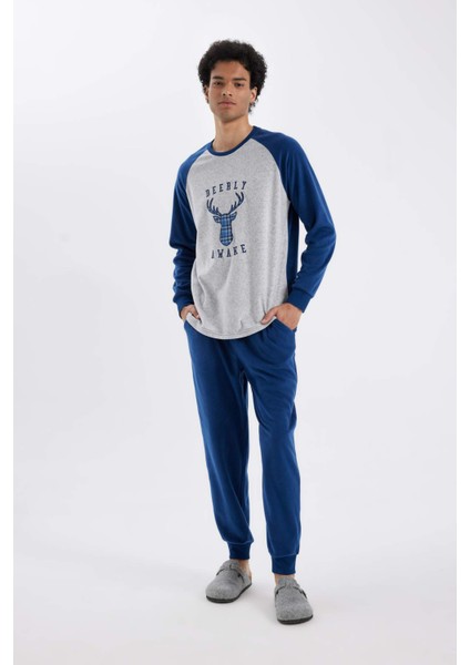 Regular Fit Polar Pijama Takımı Baskılı Uzun Kollu Üst Uzun Alt C6100AX24WN