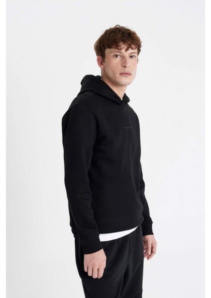 Regular Fit Kapüşonlu Baskılı Sweatshirt C6131AX24AU