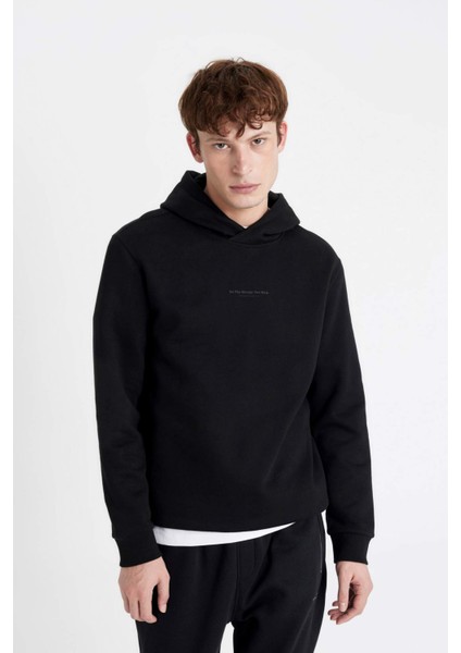 Regular Fit Kapüşonlu Baskılı Sweatshirt C6131AX24AU