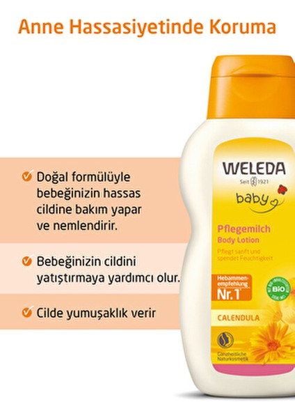 Calendula Vücut Losyonu 200 ml Organik Dermatolojik Testli Hassas Ciltler için