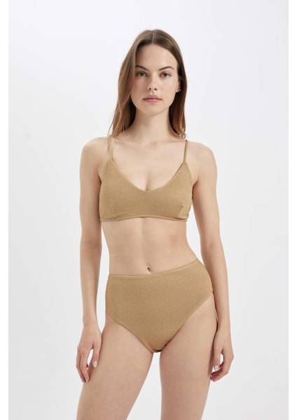 Regular Fit Parlak Kumaş Yüksek Bel Bikini Altı C3180AX24SM