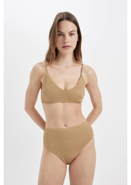 Regular Fit Parlak Kumaş Yüksek Bel Bikini Altı C3180AX24SM