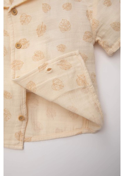 Erkek Bebek 2'li Takım Müslin Desenli Kısa Kollu Gömlek Şort C5251A524SM