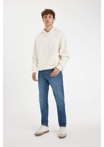 Oversize Geniş Kalıp Kapüşonlu Kanguru Cepli Basic Düz Sweatshirt A4331AX24AU