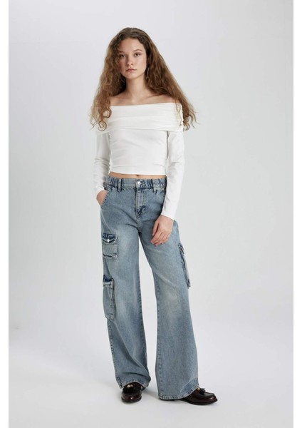 Fitted Omuzu Açık Uzun Kollu Bluz C5520AX24SM