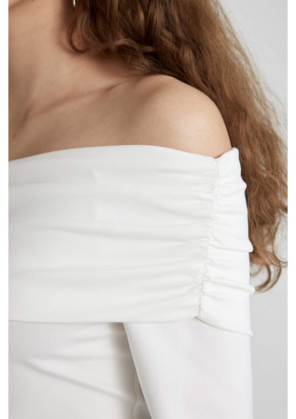 Fitted Omuzu Açık Uzun Kollu Bluz C5520AX24SM