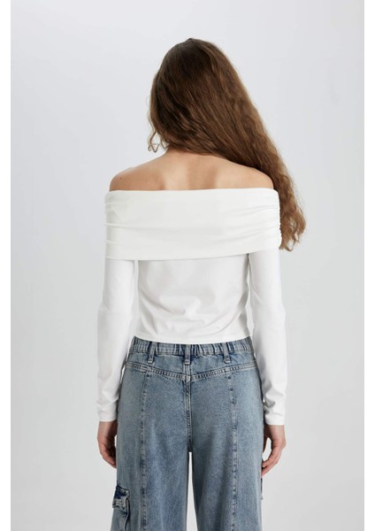 Fitted Omuzu Açık Uzun Kollu Bluz C5520AX24SM