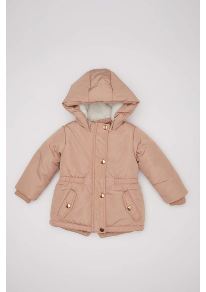 Kız Bebek Kapüşonlu Su Geçirmez Astarlı Çıtçıtlı Fermuarlı Şişme Mont A2451A524AU