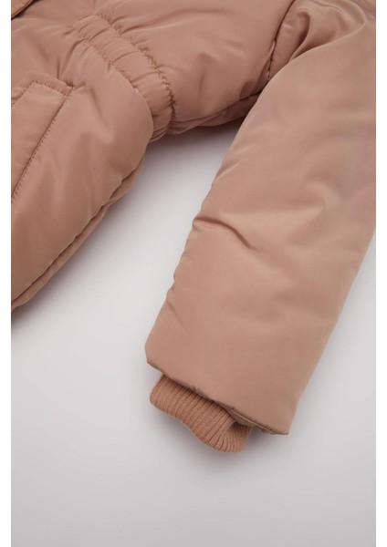 Kız Bebek Kapüşonlu Su Geçirmez Astarlı Çıtçıtlı Fermuarlı Şişme Mont A2451A524AU