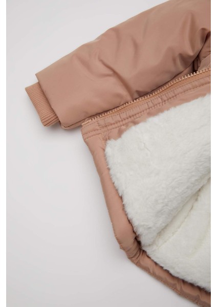 Kız Bebek Kapüşonlu Su Geçirmez Astarlı Çıtçıtlı Fermuarlı Şişme Mont A2451A524AU