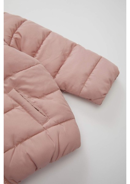 Kız Bebek Su itici Beli Lastikli Kapüşonlu Fermuarlı Şişme Mont C5317A524AU