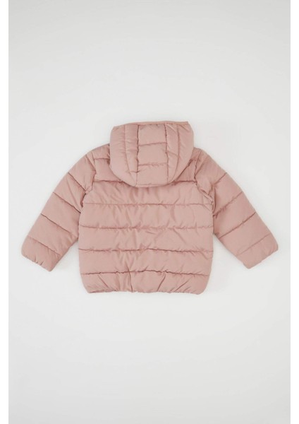 Kız Bebek Su itici Beli Lastikli Kapüşonlu Fermuarlı Şişme Mont C5317A524AU