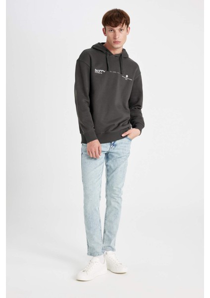 Boxy Fit Kapüşonlu Sırt Baskılı Sweatshirt C6147AX24AU